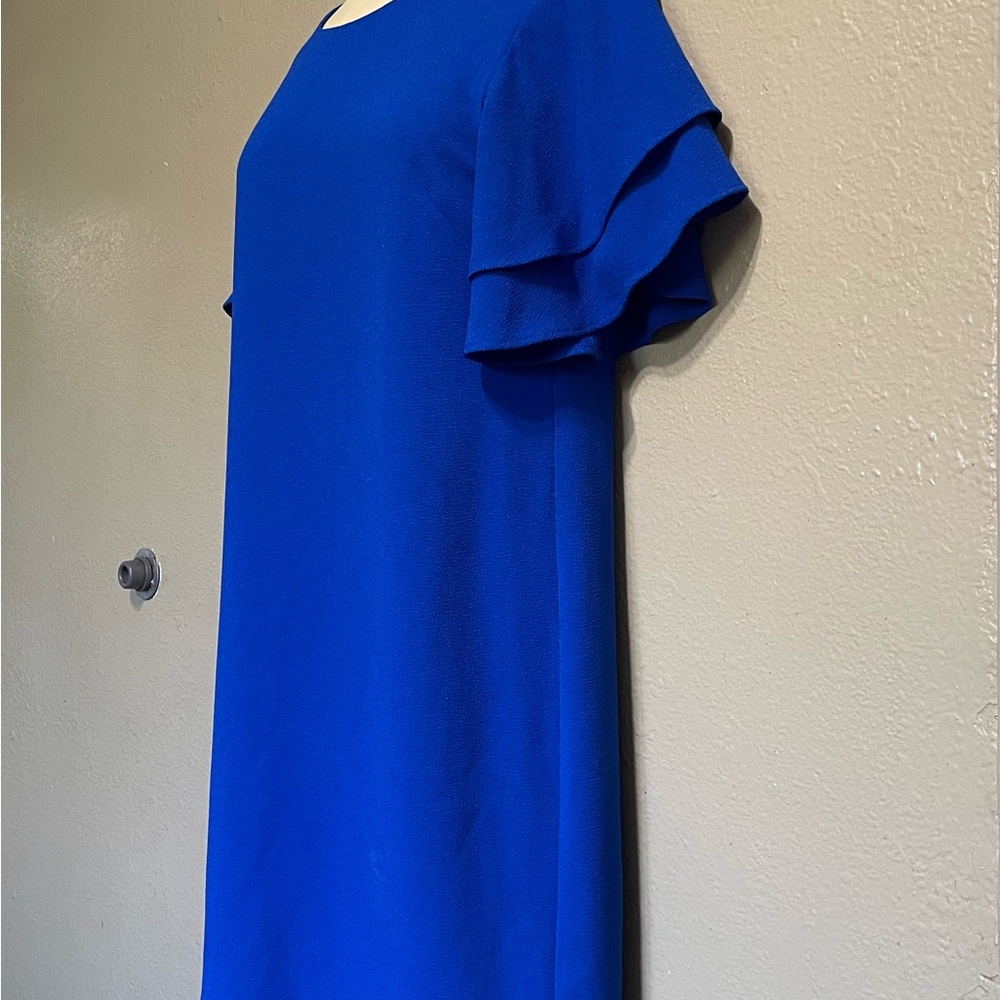 Charles Henry Royal Blue Midi Dress with Ruffle Sleeves look New